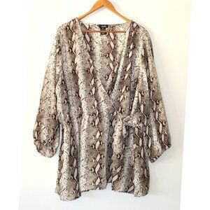 Justify Snake print women's blouse long sleeve Tie elastic waist Size 2X summer